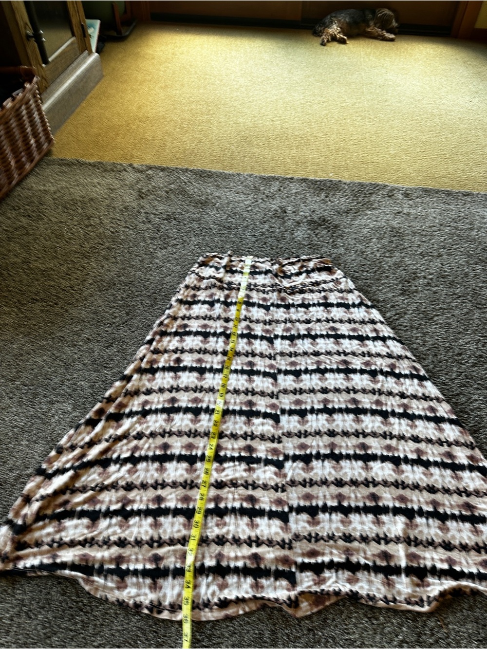 Wallpapher Black Cream Brown Maxi Skirt 3X Stretchy Lightweight Plus Size Beauty